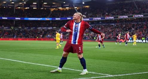 هاتريك هالاند يقود النرويج للتأهل للمستوى الأول بدوري أمم أوروبا بعد فوز عريض على كازاخستان